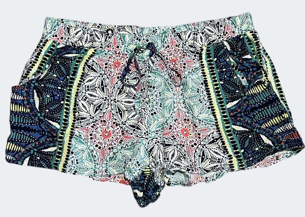 Vintage BeBop Juniors XL Boho Geo Floral Print Rayon Pull-On Shorts